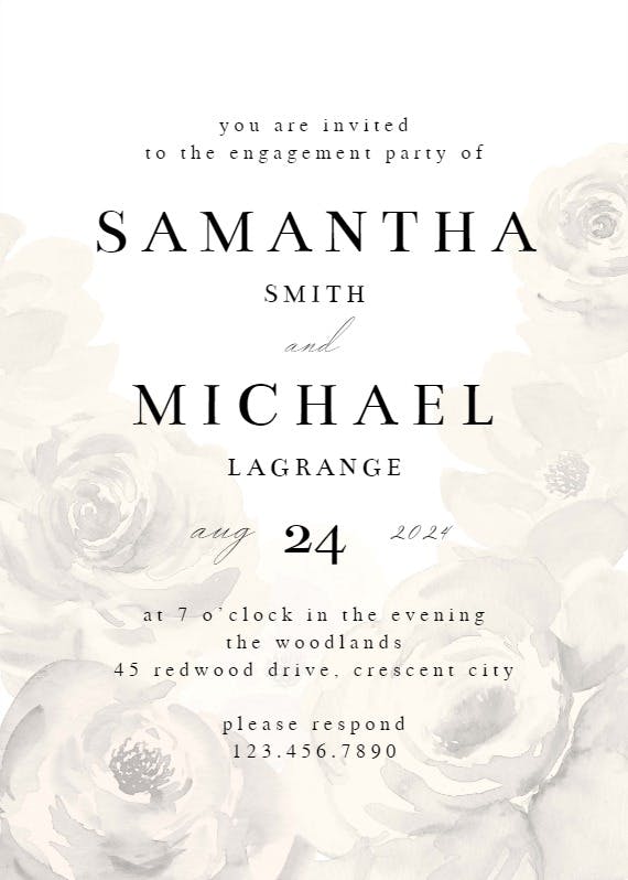 Big flower - engagement party invitation
