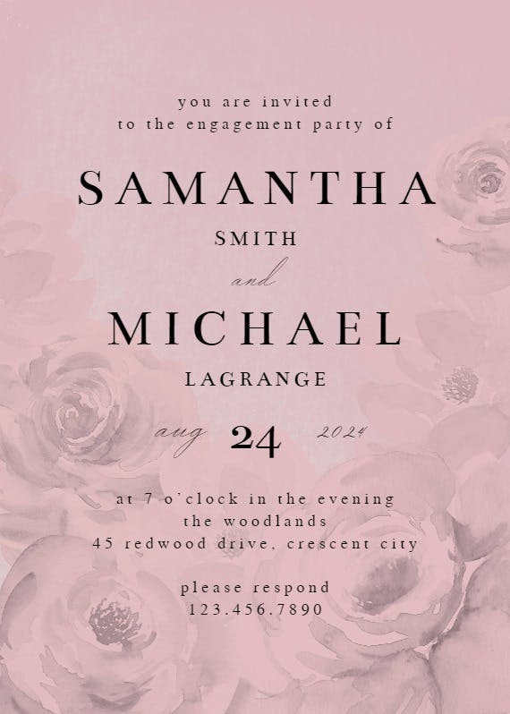 Big flower - engagement party invitation