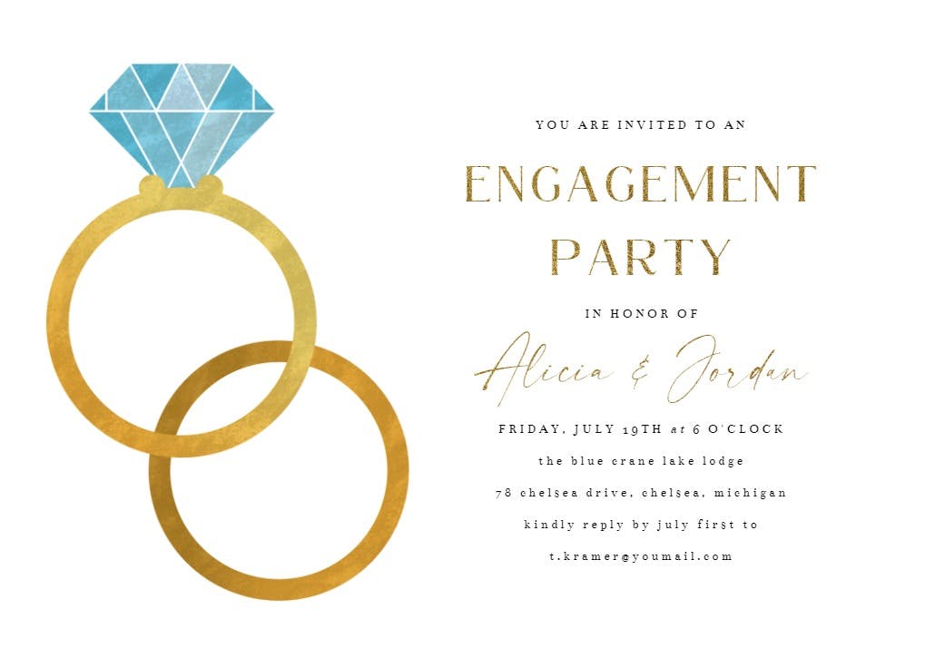 Big rings - engagement party invitation