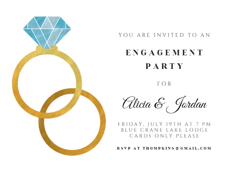 Big rings -  invitación para fiesta de compromiso