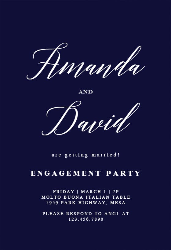 Big script - engagement party invitation