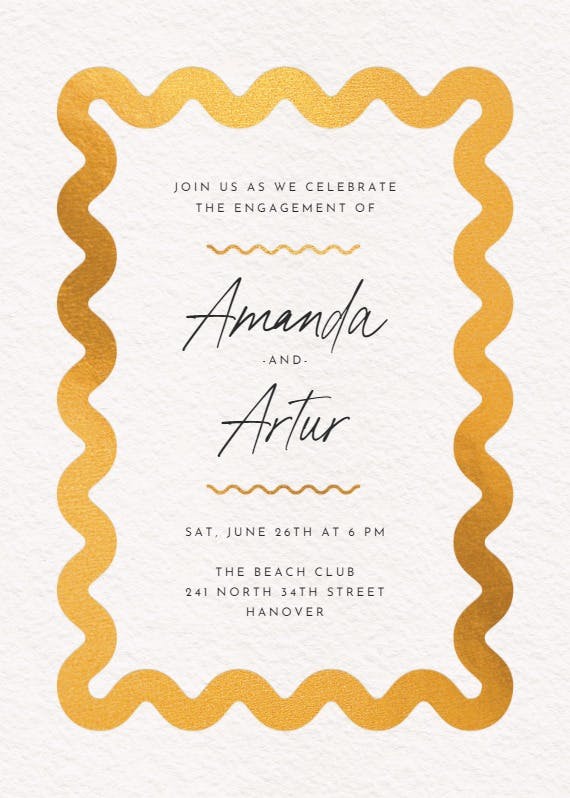 Billowing border - engagement party invitation