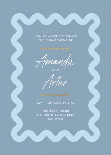 Billowing border - engagement party invitation