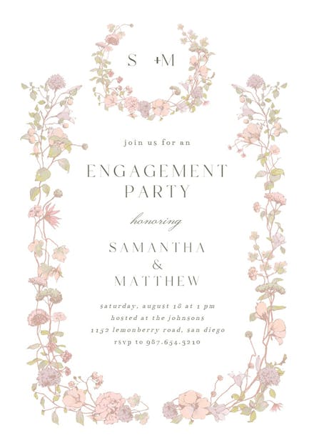 Blessed blossoms - engagement party invitation