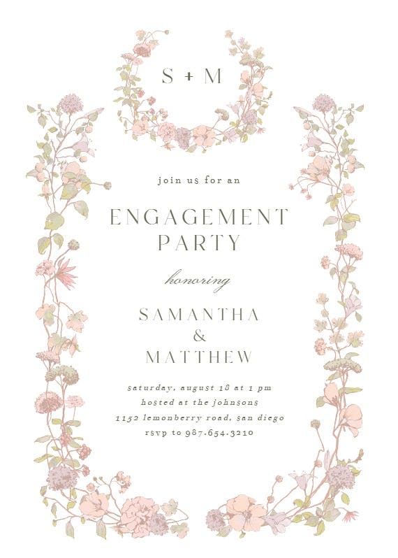 Blessed blossoms - engagement party invitation