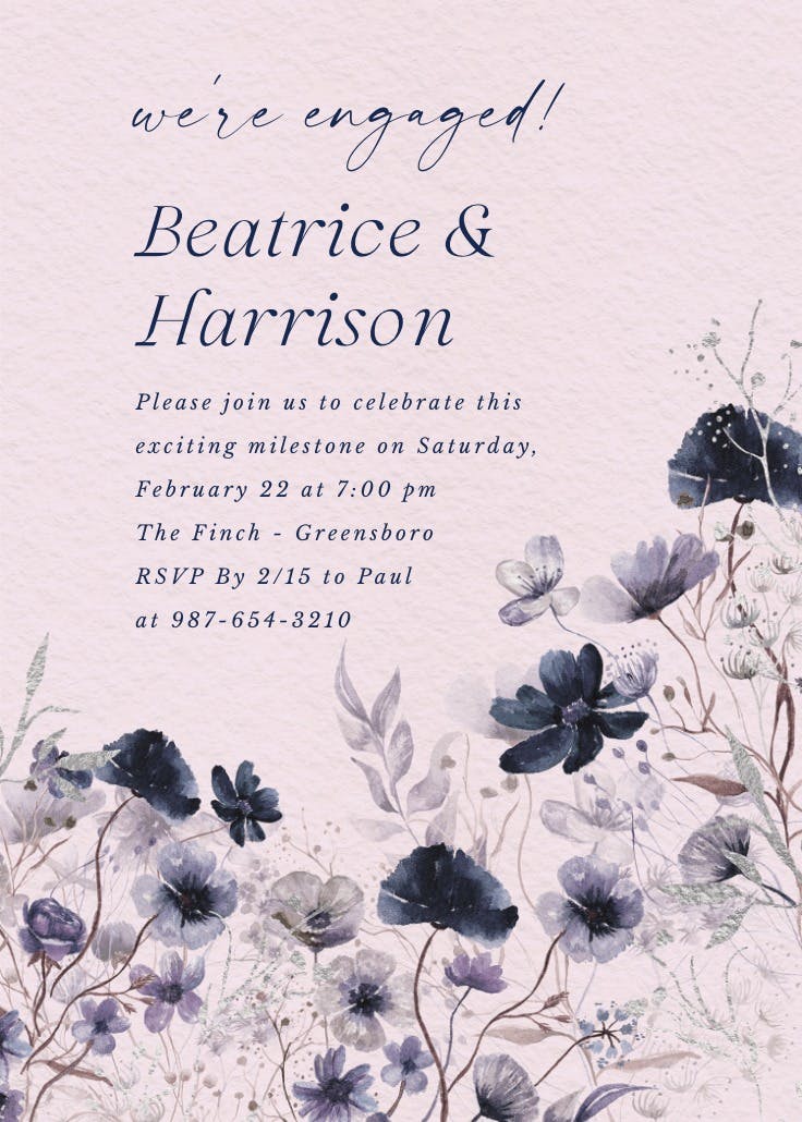 Blooming palette -  invitación para fiesta de compromiso