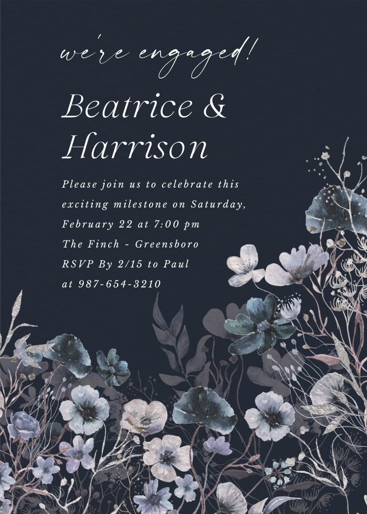 Blooming palette -  invitación para fiesta de compromiso