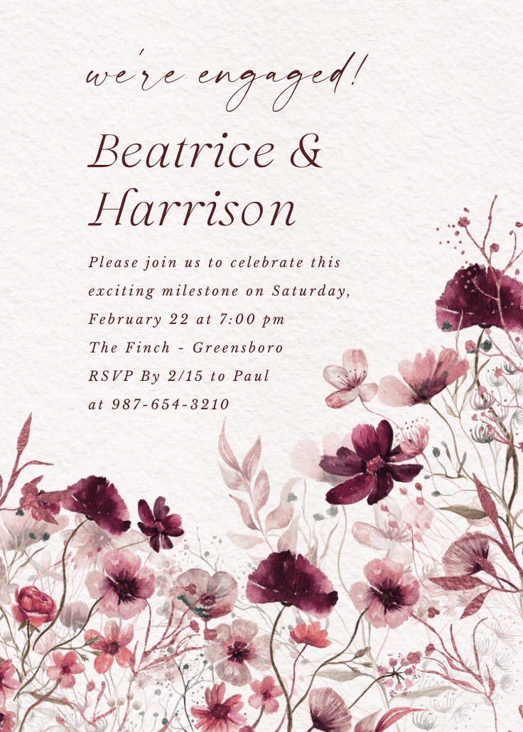 Blooming palette -  invitación para fiesta de compromiso