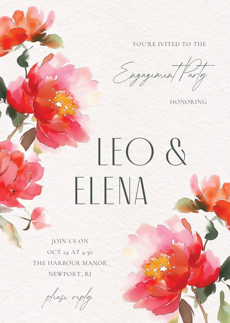 Blossoms & vows - engagement party invitation