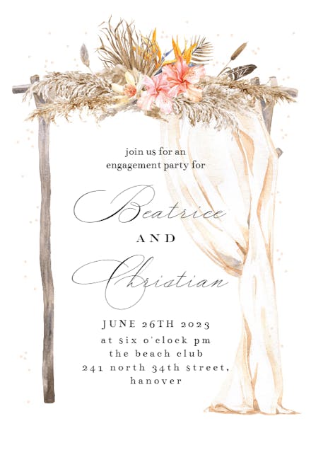 Boho Flowers Canopy - Engagement Party Invitation