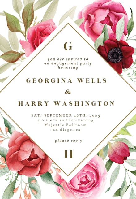 Boho Romance - Engagement Party Invitation