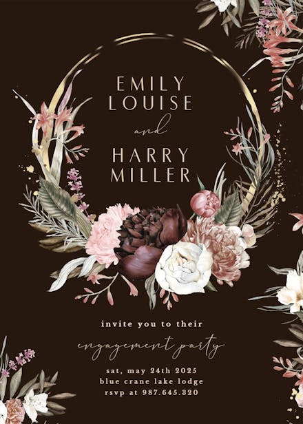 Boho rose - engagement party invitation