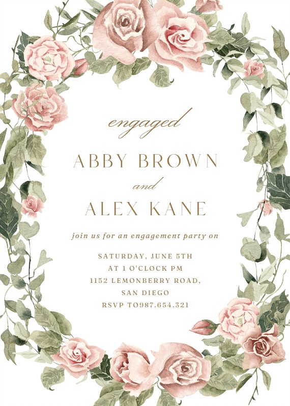 Boho rose dusty pink - Engagement Party Invitation Template (Free ...