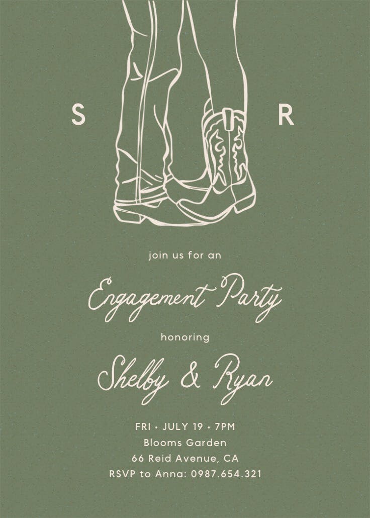 Boots by the pair - engagement party invitation