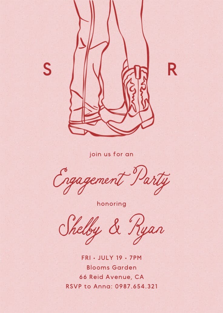 Boots by the pair - engagement party invitation