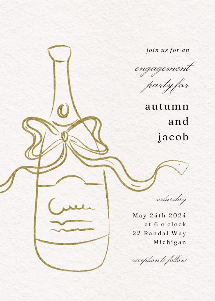 Bottle Sketch - Engagement Party Invitation Template | Greetings Island