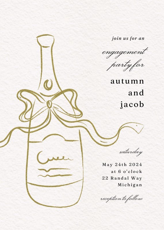 Bottle sketch - engagement party invitation