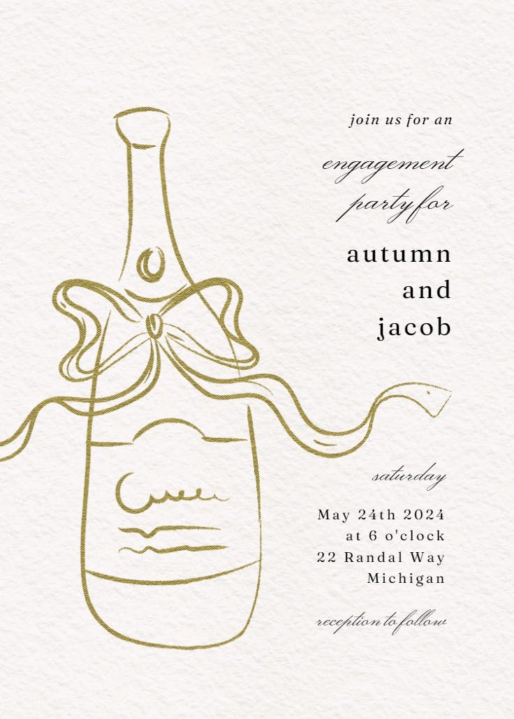 Bottle sketch - engagement party invitation