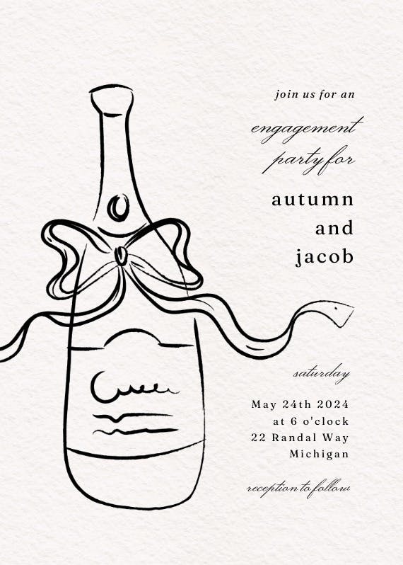Bottle sketch - engagement party invitation