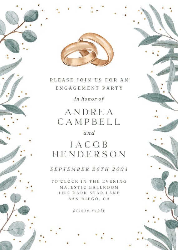 Bronze rings -  invitación para fiesta de compromiso