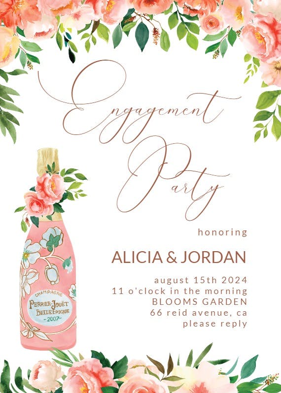 Brunch and bubbly - engagement party invitation
