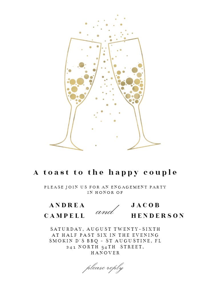 Bubbly glasses - engagement party invitation