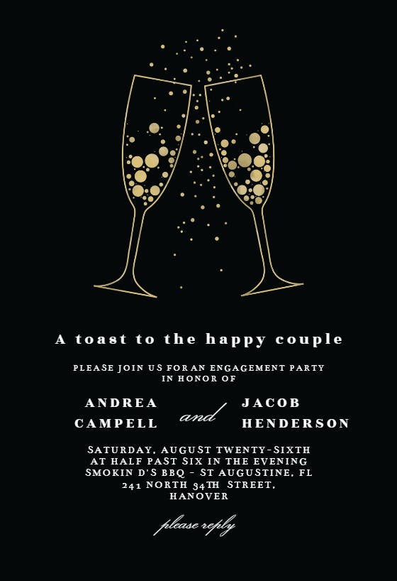 Bubbly glasses - engagement party invitation