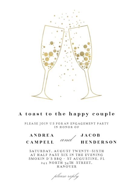 Bubbly glasses - Engagement Party Invitation