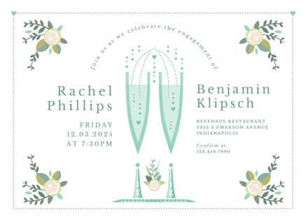 Bubbly hearts - engagement party invitation