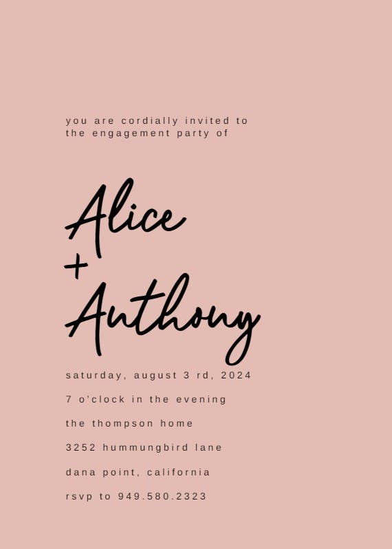 Calligraphy names - engagement party invitation