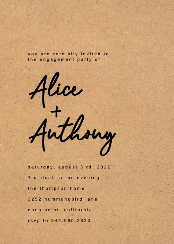 Calligraphy names - engagement party invitation