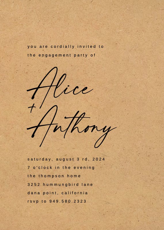 Calligraphy names - engagement party invitation