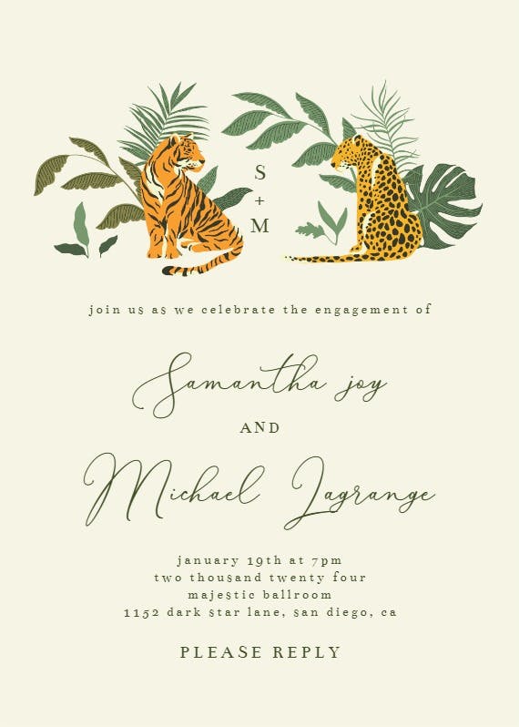 Cat safari - engagement party invitation