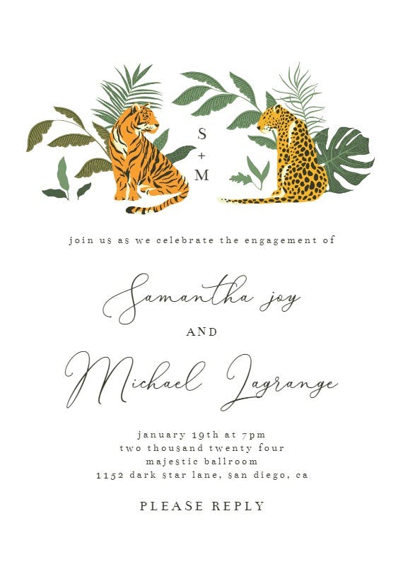 Cat safari -  invitación para fiesta de compromiso