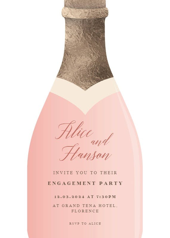 Champagne -  invitación para fiesta de compromiso
