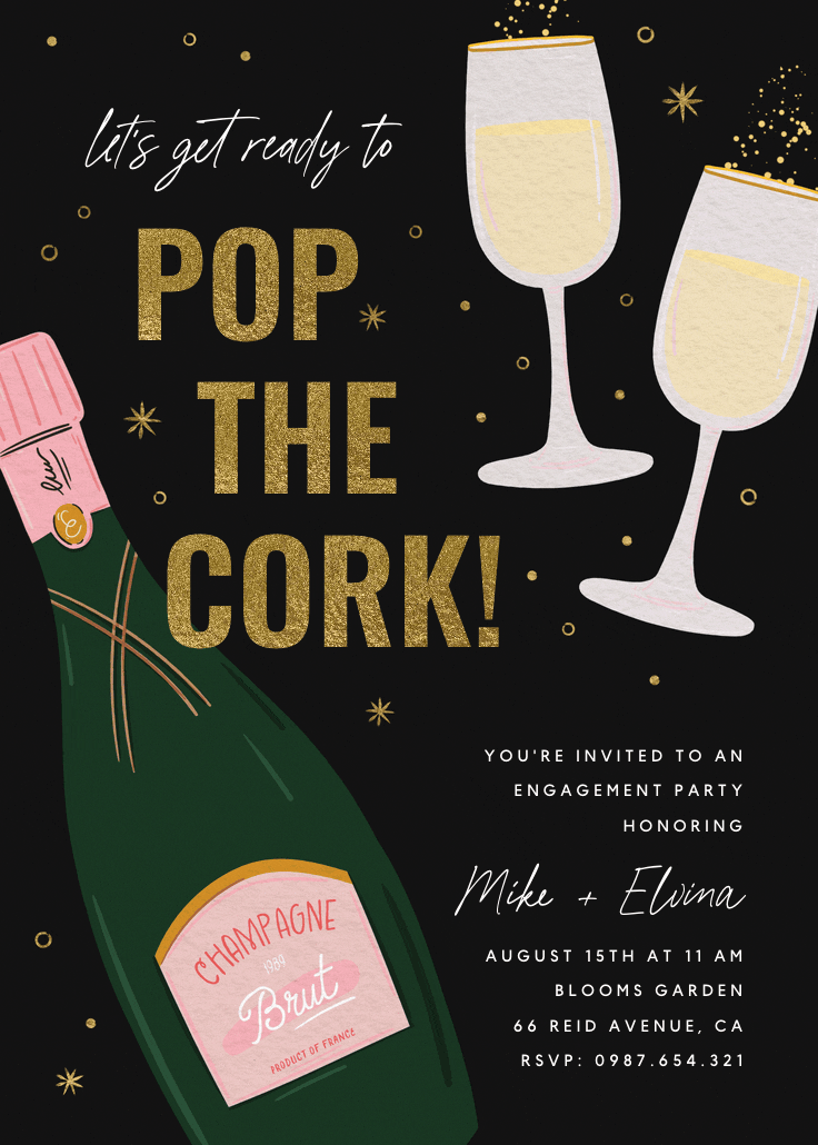 Champagne brut - engagement party invitation