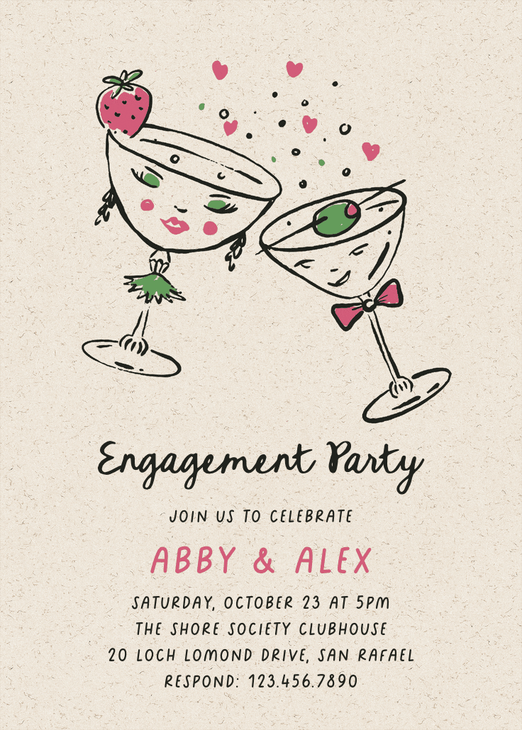Cheeky cheers - engagement party invitation