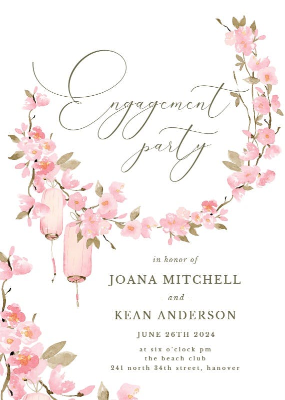 Cherry blossom - engagement party invitation