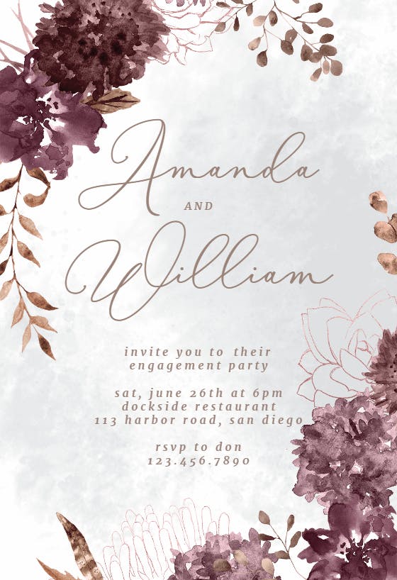 Chocolate flowers - engagement party invitation