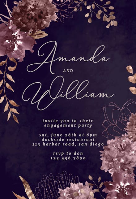 Chocolate flowers - engagement party invitation