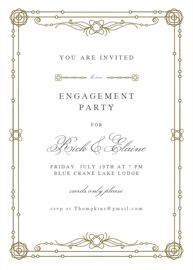 Classic border - engagement party invitation