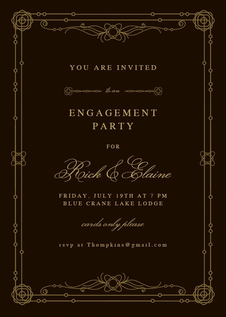 Classic border - engagement party invitation