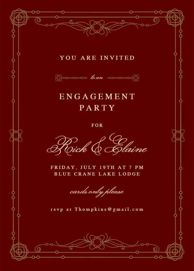 Classic border - engagement party invitation