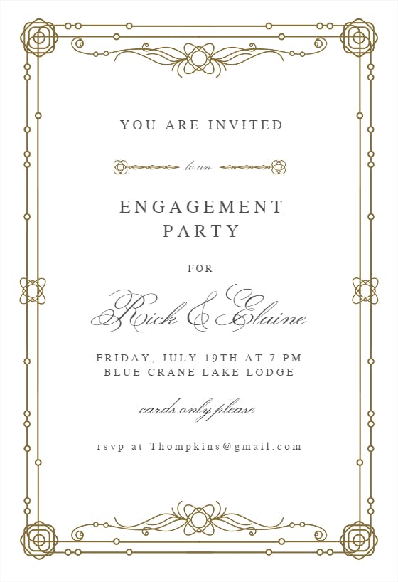 Classic border - engagement party invitation