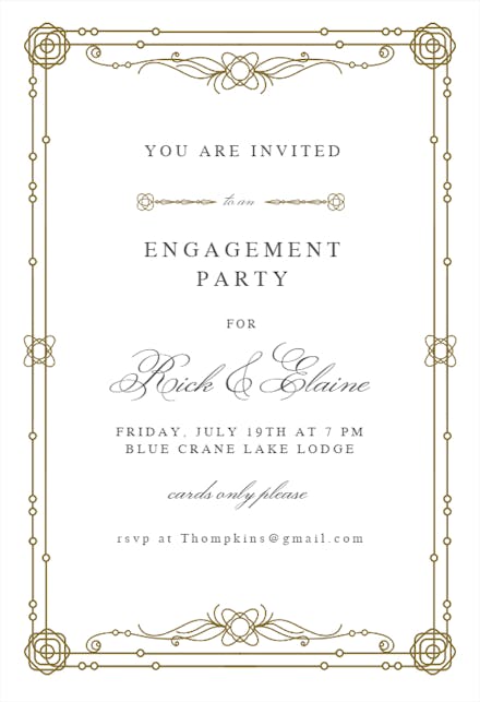 Classic Border - Engagement Party Invitation