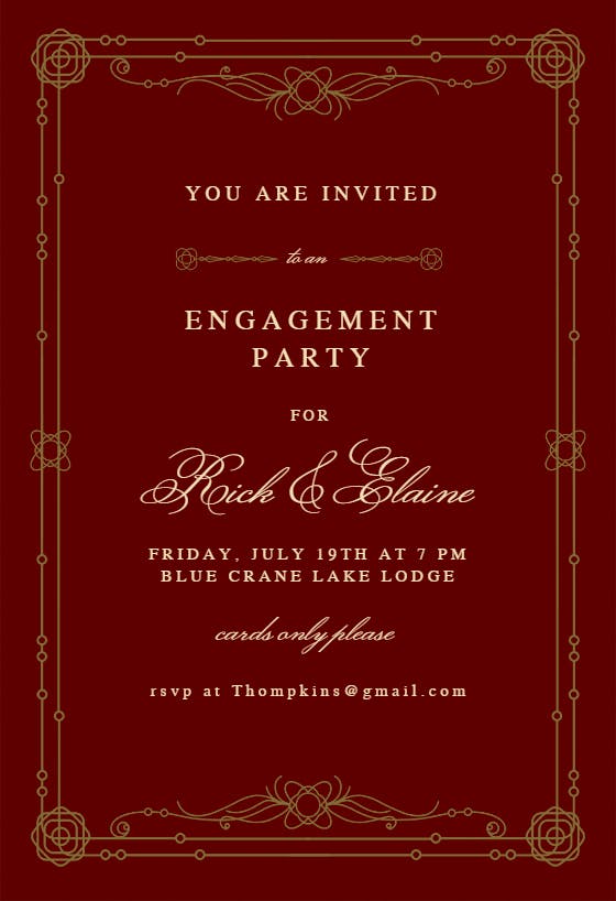 Classic border - engagement party invitation
