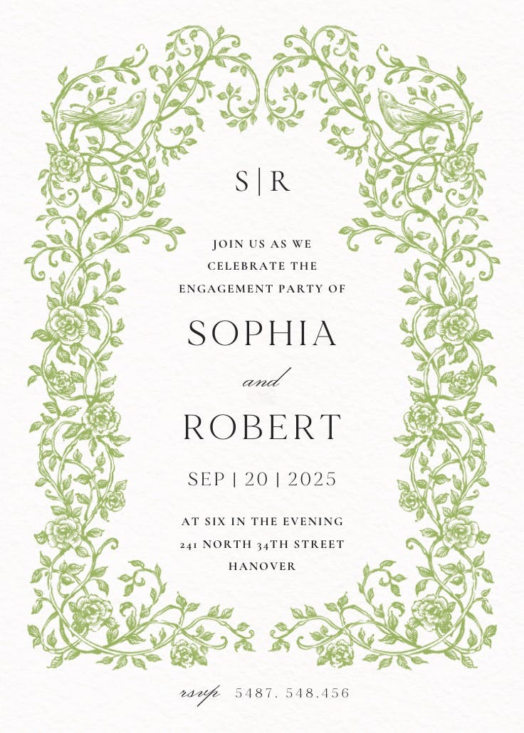 Climbing vines - engagement party invitation