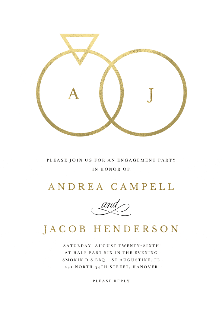 Connected rings - engagement party invitation