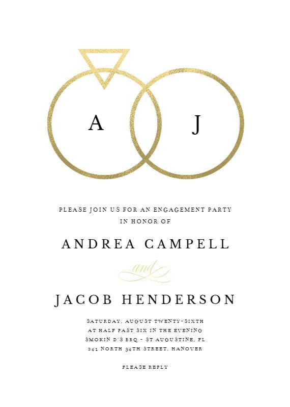Connected rings -  invitación para fiesta de compromiso