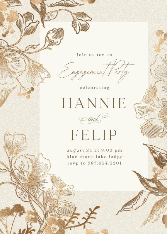 Coppery ink - engagement party invitation